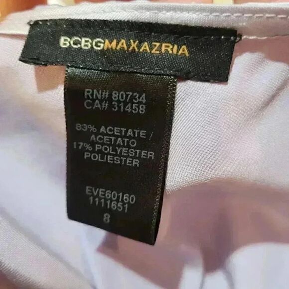 BCBG MAXAZRIA Women's Lavender Acrylic/Poly Satin Long Halter Spaghetti Strap Dr - Picture 9 of 9